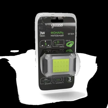 Фонарь светодиодный налобный 3 Вт 180 лм Черный IP33 на батарейках 3xААА GFL Gauss