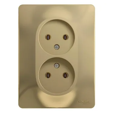 GLOSSA Розетка двойная без заземления в сборе титан
