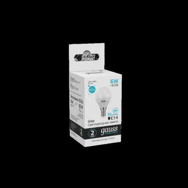 Лампа светодиодная LED 6 Вт 450 лм 4100К шар P45 нейтральный E14 AC 220В Elementary Gauss