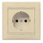 VALENA Розетка с заземлением со шторками в рамку слоновая кость