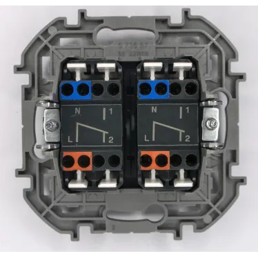 Переключатель модульный двухклавишный - INSPIRIA -10 AX - 250 В~ - алюминий