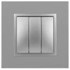 Выключатель тройной, 10АХ-250В, Эра Elegance, алюминий,14-1107-03