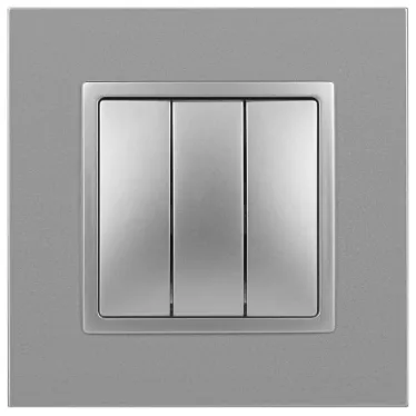 Выключатель тройной, 10АХ-250В, Эра Elegance, алюминий,14-1107-03