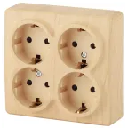 Розетка 4х2P+E Schuko со шторками, 16A-250В, ОУ, Эра Эксперт, сосна, 11-2211-11