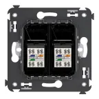 Avanti Розетка телефонная в стену двойная, ''Черный квадрат''