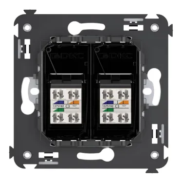 Avanti Розетка телефонная в стену двойная, ''Черный квадрат''