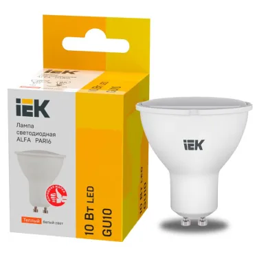 Лампа LED ALFA PAR16 софит 10Вт 230В 3000К GU10 (6шт)IEK