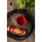 Розетка 45х45 (2 модуля), с заземлением, красная, прямая