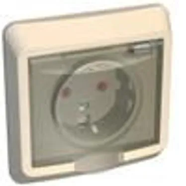 ЭТЮД Розетка скрытая с заземлением со шторками бежевая брызгозащищенная IP44