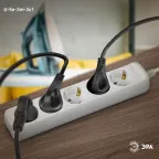 Удлинитель c заземл., 3х1мм2, 16А, ПВС, 5гн, 3м (10/840) U-5e-3m-3x1