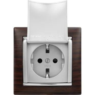 VALENA Розетка с заземлением без шторок с крышкой алюминий