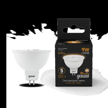 Лампа светодиодная LED 9 Вт 830 лм 3000К софит MR16 теплый GU5.3 AC 220В Black Gauss