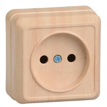 ОКТАВА Розетка без крышки наружная сосна 10А
