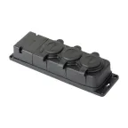 Роз. трехмест. с защит. крышками каучуковая 230В 2P+PE 16A IP44 DIY