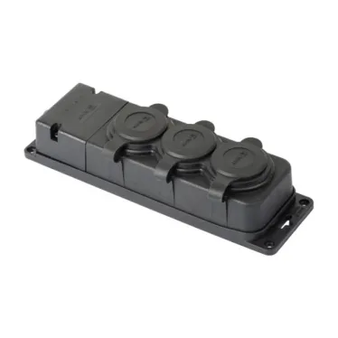 Роз. трехмест. с защит. крышками каучуковая 230В 2P+PE 16A IP44 DIY