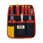 Набор диэлектрических отверток Ergonic с диэлектрическими пасатижами, бокорезами, ножом для снятия изоляции и отверткой тестером сети, 9 шт