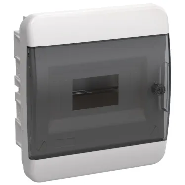 Корпус пластиковый встраиваемый на 8 модулей ЩРВ-П-8 IP41 TEKFOR черная прозрачная дверь