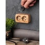 Розетка 2-местная ОП Минск 16А с заземлением светлое дерево