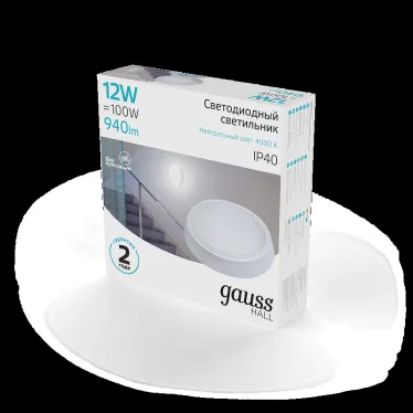 Светильник светодиодный ДБП 12 Вт 940 лм 4000К AC 220В Белый IP40 круг D135х32мм Пластик ЖКХ HALL Gauss
