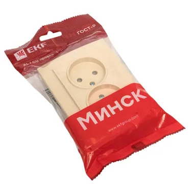 Розетка двухместная СП без заземления 10А бежевый с защитными шторками Минск