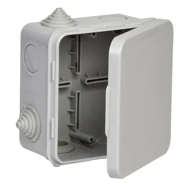 Коробка распределительная КМ 100х100х50мм о/к IP54 4 вв. (7035) GENERICA