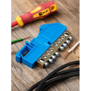 Шина нулевая 8х12мм 125А 8 отверстий изолятор на DIN-рейку латунь PROxima