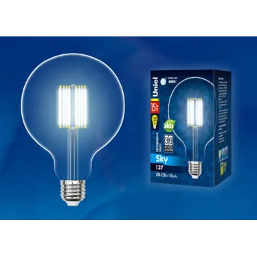 Лампа светодиодная. Форма ''шар'', прозрачная. Sky. (4000K). Картон.
