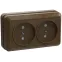 ОКТАВА Розетка двойная наружная без заземления дуб