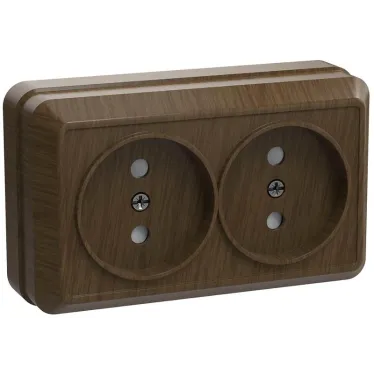 ОКТАВА Розетка двойная наружная без заземления дуб
