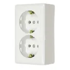 ХИТ Розетка двойная наружная белая с заземлением без шторок 16А 250В