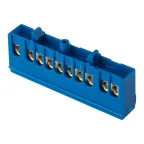 Шина 0 N (6х9мм) 10 отверстий латунь синий изолированный корпус на DIN-рейку PROxima