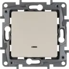 Выключатель одноклавишный, с подсветкой, бежевый, безвинтовые зажимы