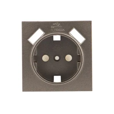 Валенсия лицевая панель розетки 1-местной с/з 16А графит с защ. штор. с 2 USB 2,1А