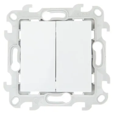Переключатель двухклавишный, белый