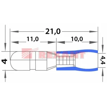 Разъем штекерный изолир штекер 4 мм 1.5-2.5 кв мм (РШи-п 2.5-4 РШИп 2-5-4) синий, REXANT