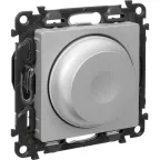 Valena LIFE Светорегулятор с поворотной ручкой универсальный 300Вт без нейтрали С лицевой панелью Алюминий