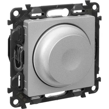 Valena LIFE Светорегулятор с поворотной ручкой универсальный 300Вт без нейтрали С лицевой панелью Алюминий