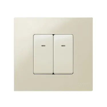 Выключатель двухполюсный с контрольной подсветкой узкий, 16А 250В, S27, сл.кость