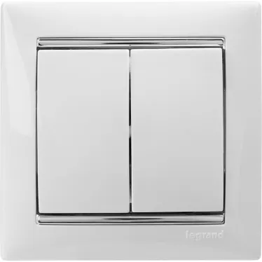 VALENA Выключатель двухклавишный в рамку белый