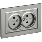 BRITE Розетка 2-местная без заземления без защитных шторок 10А в сборе РС12-2-БрС сталь IEK