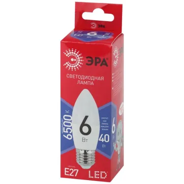 Лампа светодиодная LED B35-6W-865-E27 R (диод, свеча, 6Вт, хол, E27) (10/100/3500)