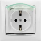 VALENA Розетка с заземлением с крышкой со шторками белая