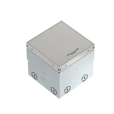 Лючок UDHome2 укомплектованный 2 розетки 2К+З (без выемки под н/п) сталь нерж. 140х140х110 мм