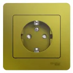 GLOSSA розетка с заземлением со шторками в сборе фисташковый
