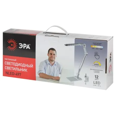 Светильник настольный светодиодный NLED-497-12W-S на струбцине и с основанием серебро
