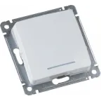 MASTER Переключатель одноклавишный с индикацией, скрытой установки, в рамку, белый