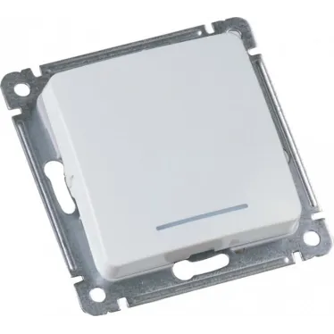 MASTER Переключатель одноклавишный с индикацией, скрытой установки, в рамку, белый