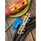 Шина 0 N (6х9мм) 6 отверстий латунь синий угловой изолятор PROxima