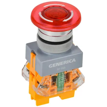 Кнопка D7-DZS Грибок d-22мм 1з+1р пов. с п/ф кр. GENERICA