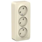 BLANCA Розетка наружная 3-я без заземления без шторок с изолирующей пластиной, 16А, 250В, молочный, рос